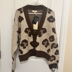 The New You Leopard Button Front Sweater